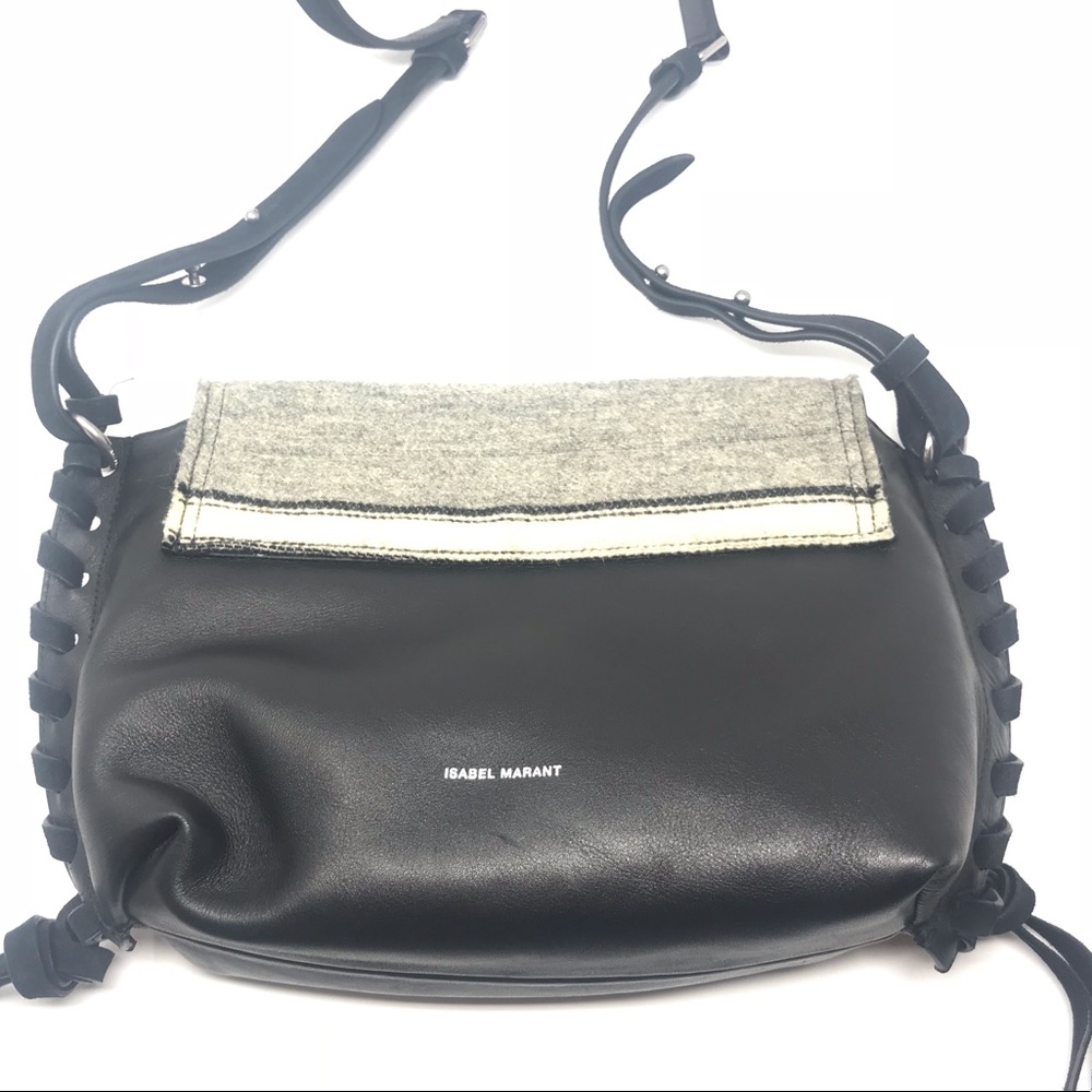 ISABEL MARANT ‘Asli’ Wool Leather Crossbody Bag - Picture 7 of 8